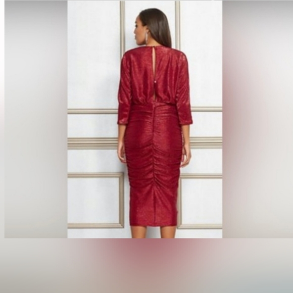 Metallic Holiday Dress Midi Length - Picture 5 of 5